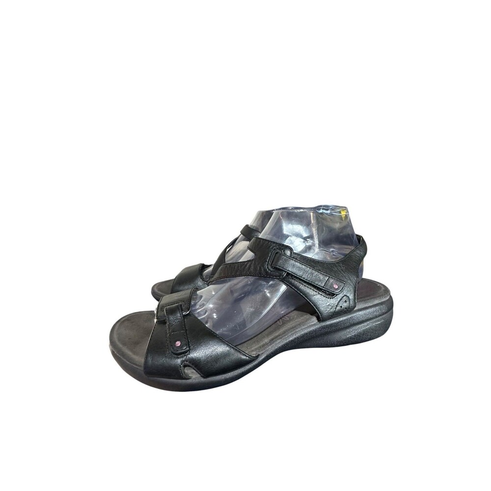 Dansko Iris Womens Sz EU 40 US 9.5 Black Leather Wedge Sandal Comfort Hook Loop